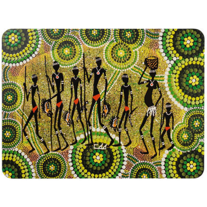 6 PLACEMATS + 6 COASTERS - MADE IN AUSTRALIA - CORK - GATHERINGS - ABORIGINAL, INDIGENOUS, SOUVENIR, GIFT