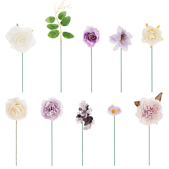 purple peony and daisy flowers