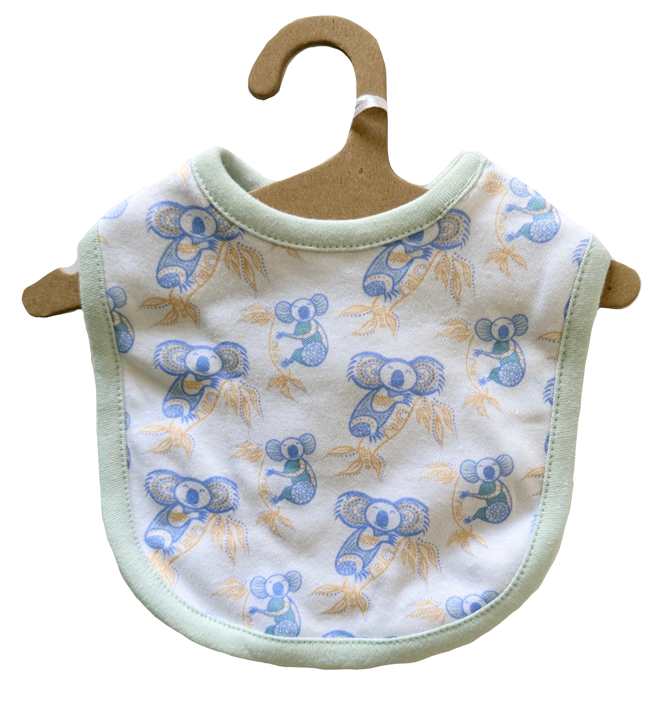 BABY ROMPER + BIB - ABORIGINAL ART - KOALA - BLUE, GREEN - 3-6 MONTHS -  AUSTRALIA, INDIGENOUS, SOUVENIR, GIFT