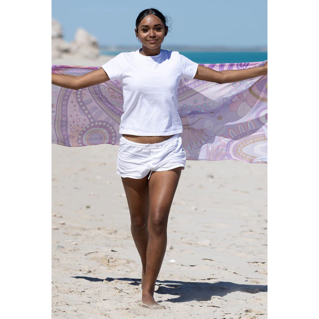 LADIES SCARF - ABORIGINAL ART - LIGHTWEIGHT - A BRIGHT FUTURE - AUSTRALIA, INDIGENOUS, SOUVENIR, GIFT