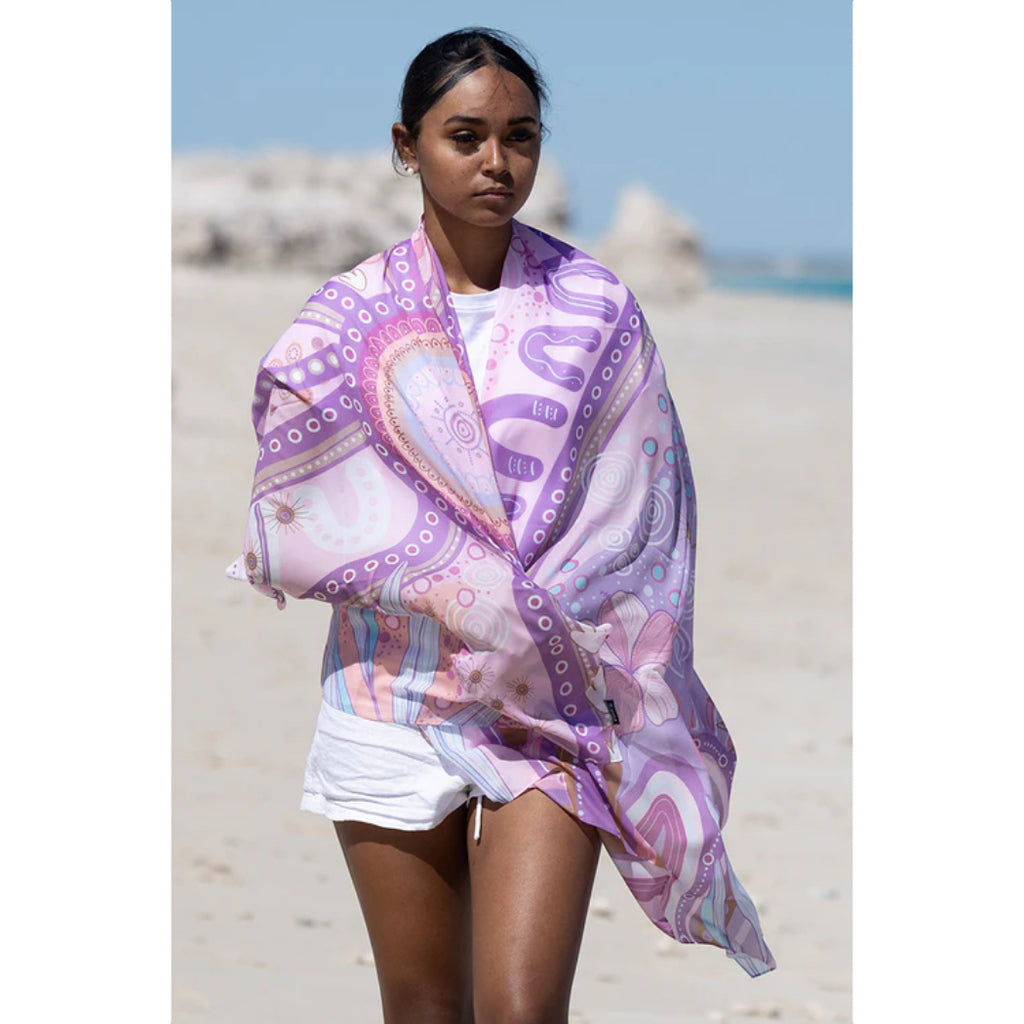 LADIES SCARF - ABORIGINAL ART - LIGHTWEIGHT - A BRIGHT FUTURE - AUSTRALIA, INDIGENOUS, SOUVENIR, GIFT