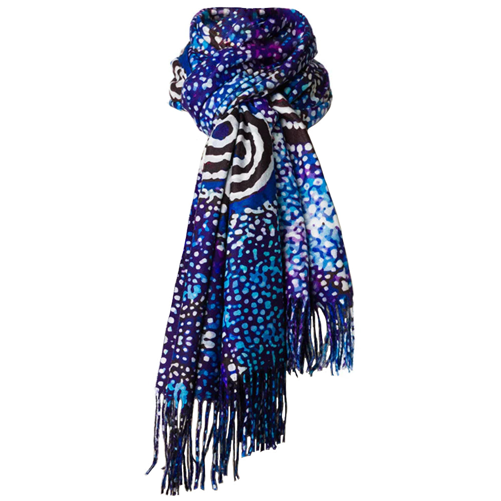 LADIES SCARF - ABORIGINAL ART - WINTER, WARM - ALMA GRANITES - AUSTRALIA, INDIGENOUS, SOUVENIR, GIFT