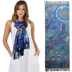 LADIES SCARF - ABORIGINAL ART - WINTER, WARM - ALMA GRANITES - AUSTRALIA, INDIGENOUS, SOUVENIR, GIFT