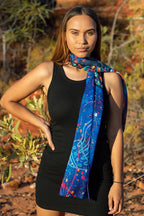 LADIES SCARF - ABORIGINAL ART - LIGHTWEIGHT - GREEN SEA TURTLE DREAMING - AUSTRALIA, INDIGENOUS, SOUVENIR, GIFT
