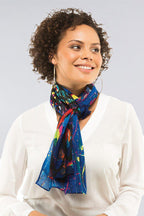 LADIES SCARF - ABORIGINAL ART - LIGHTWEIGHT - GREEN SEA TURTLE DREAMING - AUSTRALIA, INDIGENOUS, SOUVENIR, GIFT