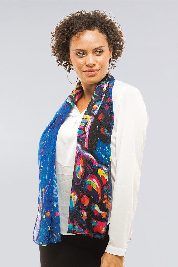 LADIES SCARF - ABORIGINAL ART - LIGHTWEIGHT - GREEN SEA TURTLE DREAMING - AUSTRALIA, INDIGENOUS, SOUVENIR, GIFT