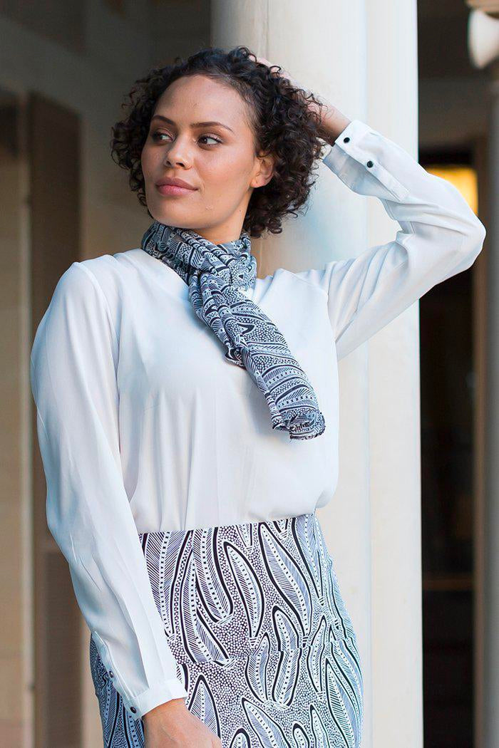 LADIES SCARF - ABORIGINAL ART - LIGHTWEIGHT - LANDSCAPE - AUSTRALIA, INDIGENOUS, SOUVENIR, GIFT