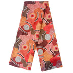 LADIES SCARF - ABORIGINAL ART - MADE IN AUSTRALIA - 100% COTTON CHIFFON - MAN'S CEREMONY - INDIGENOUS, SOUVENIR, GIFT