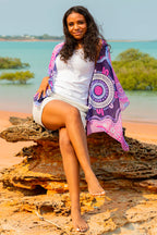 LADIES SHAWL - ABORIGINAL ART - LIGHTWEIGHT - A WOMANS CONNECTION - AUSTRALIA, INDIGENOUS, SOUVENIR, GIFT, SCARF, BEACH TOP