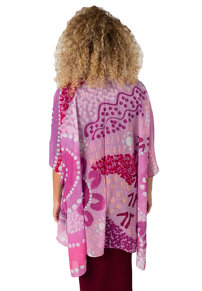 LADIES SHAWL - ABORIGINAL ART - LIGHTWEIGHT - BACK TO COUNTRY - AUSTRALIA, INDIGENOUS, SOUVENIR, GIFT, SCARF, BEACH TOP