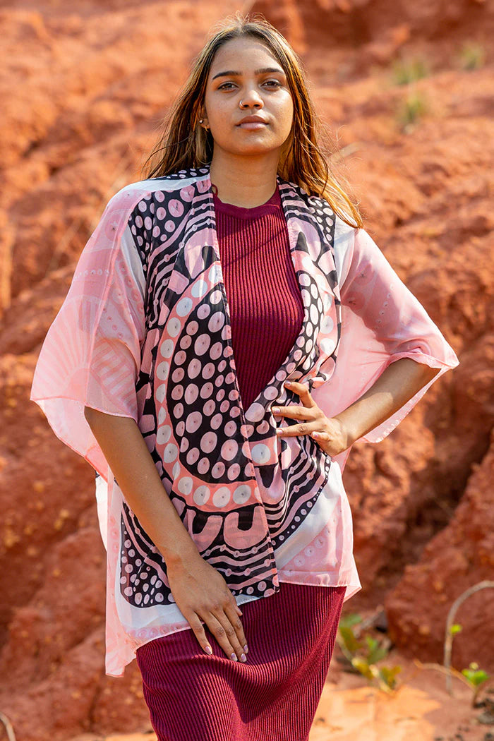 LADIES SHAWL - ABORIGINAL ART - LIGHTWEIGHT - BOOBIE SISTA - AUSTRALIA, INDIGENOUS, SOUVENIR, GIFT, SCARF, BEACH TOP