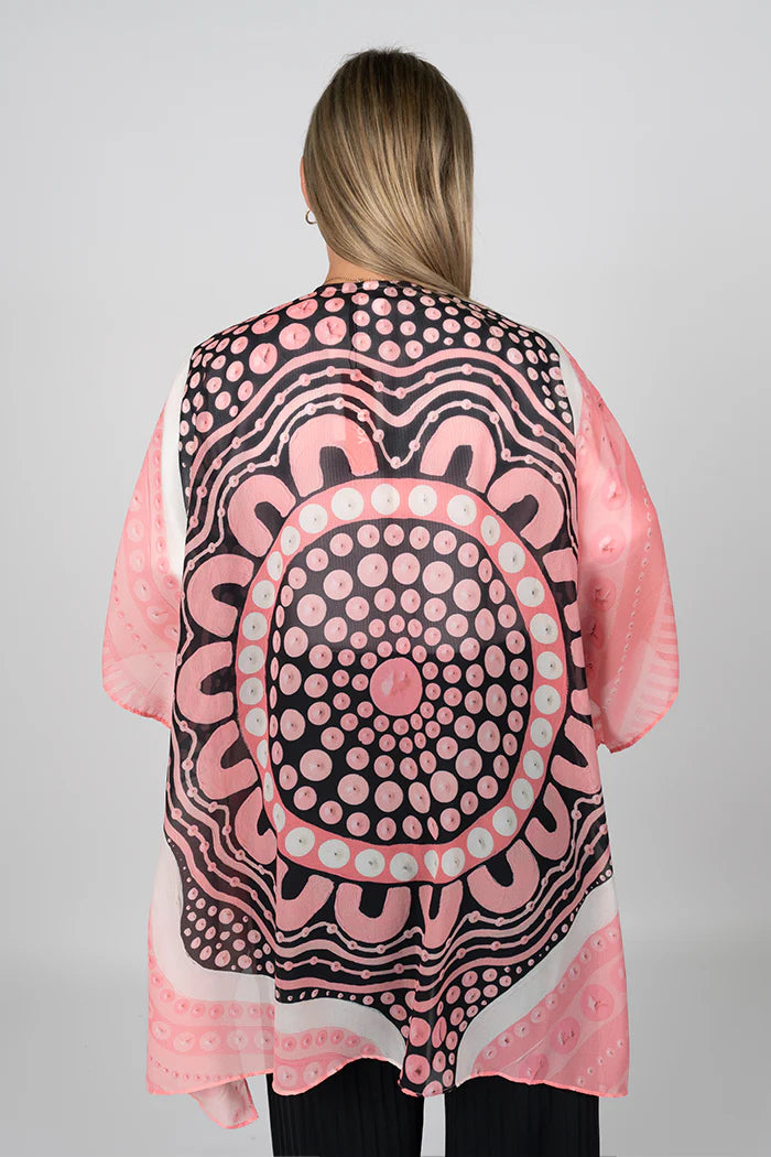 LADIES SHAWL - ABORIGINAL ART - LIGHTWEIGHT - BOOBIE SISTA - AUSTRALIA, INDIGENOUS, SOUVENIR, GIFT, SCARF, BEACH TOP