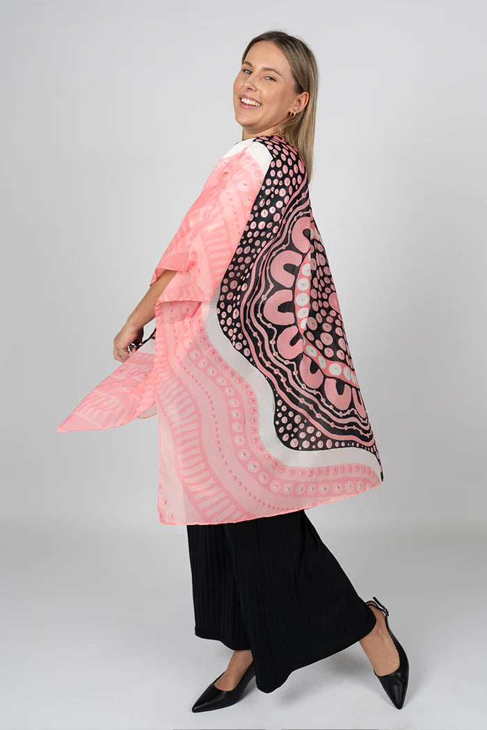 LADIES SHAWL - ABORIGINAL ART - LIGHTWEIGHT - BOOBIE SISTA - AUSTRALIA, INDIGENOUS, SOUVENIR, GIFT, SCARF, BEACH TOP