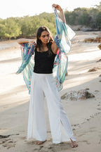 LADIES SHAWL - ABORIGINAL ART - LIGHTWEIGHT - BUSH TUCKER GATHERING - AUSTRALIA, INDIGENOUS, SOUVENIR, GIFT, SCARF, BEACH TOP