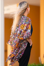 LADIES SHAWL - ABORIGINAL ART - LIGHTWEIGHT - EASTERN MAAR - AUSTRALIA, INDIGENOUS, SOUVENIR, GIFT, SCARF, BEACH TOP