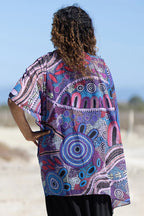LADIES SHAWL - ABORIGINAL ART - LIGHTWEIGHT - GRANDMOTHER'S COUNTRY No.5 - AUSTRALIA, INDIGENOUS, SOUVENIR, GIFT, SCARF, BEACH TOP