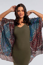 LADIES SHAWL - ABORIGINAL ART - LIGHTWEIGHT - HEAL OUR NURA - AUSTRALIA, INDIGENOUS, SOUVENIR, GIFT, SCARF, BEACH TOP