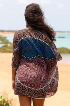 LADIES SHAWL - ABORIGINAL ART - LIGHTWEIGHT - HEAL OUR NURA - AUSTRALIA, INDIGENOUS, SOUVENIR, GIFT, SCARF, BEACH TOP