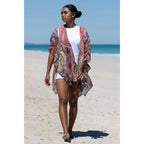 LADIES SHAWL - ABORIGINAL ART - LIGHTWEIGHT - LEAVING FOOTPRINTS - AUSTRALIA, INDIGENOUS, SOUVENIR, GIFT, SCARF, BEACH TOP