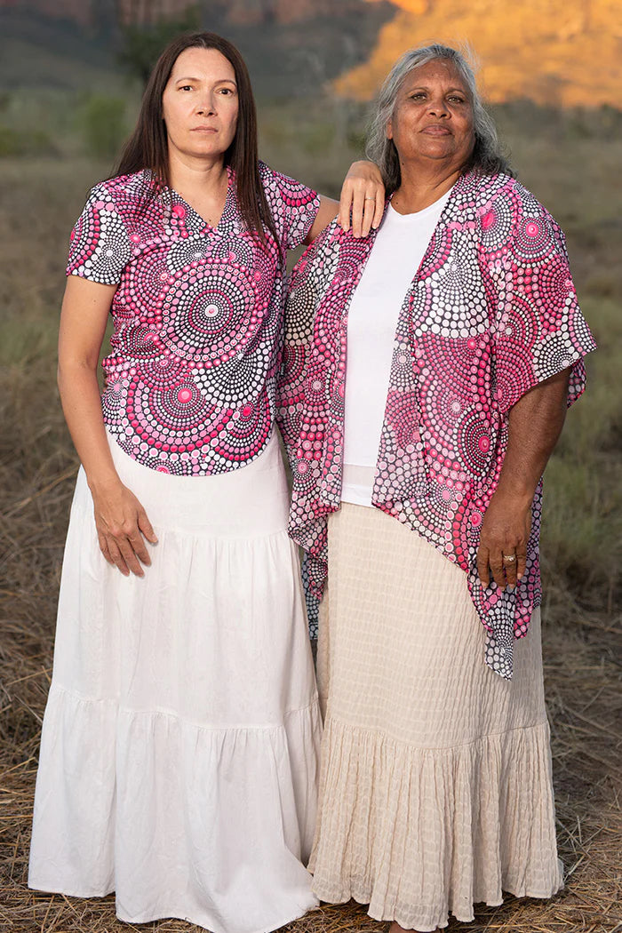LADIES SHAWL - ABORIGINAL ART - LIGHTWEIGHT - TRIBE OF WOMEN - AUSTRALIA, INDIGENOUS, SOUVENIR, GIFT, SCARF, BEACH TOP