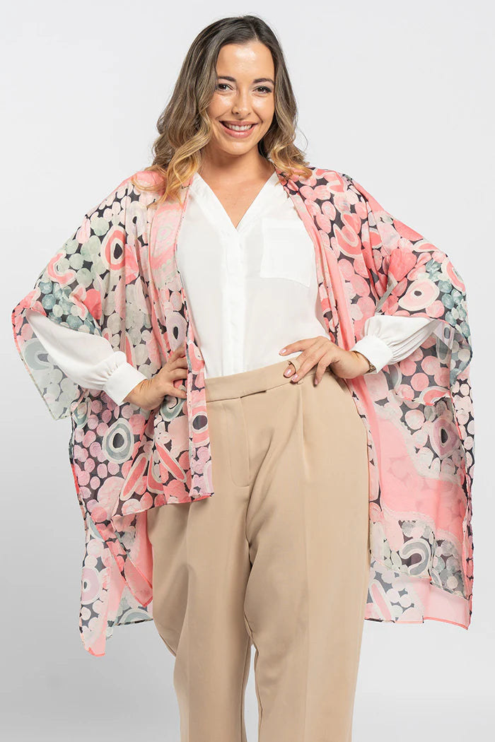 LADIES SHAWL - ABORIGINAL ART - LIGHTWEIGHT - UNIFIED MOMENTS - AUSTRALIA, INDIGENOUS, SOUVENIR, GIFT, SCARF, BEACH TOP