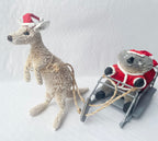 CHRISTMAS SCENE - 4 PIECE SET - AUSTRALIA ANIMALS - KANGAROO, KOALA, SANTA, SLEIGH - AUSTRALIA, SOUVENIR, GIFT, XMAS