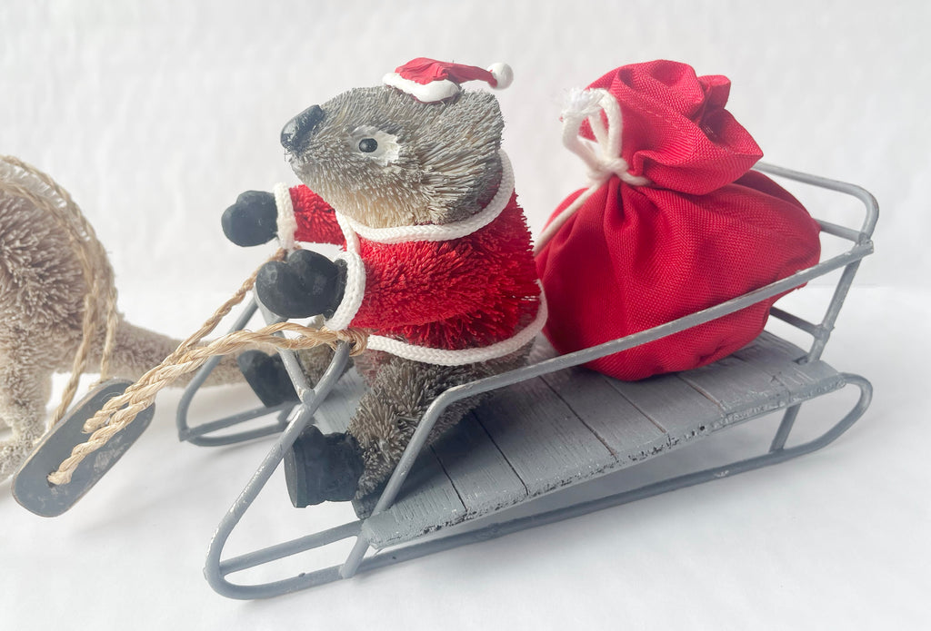 CHRISTMAS SCENE - 4 PIECE SET - AUSTRALIA ANIMALS - KANGAROO, KOALA, SANTA, SLEIGH - AUSTRALIA, SOUVENIR, GIFT, XMAS