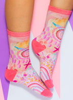 SOCKS - ABORIGINAL ART - ADULT, UNISEX - 9-13 US - COTTON - FLOURISHING BLOOMS - AUSTRALIA, INDIGENOUS, SOUVENIR, GIFT