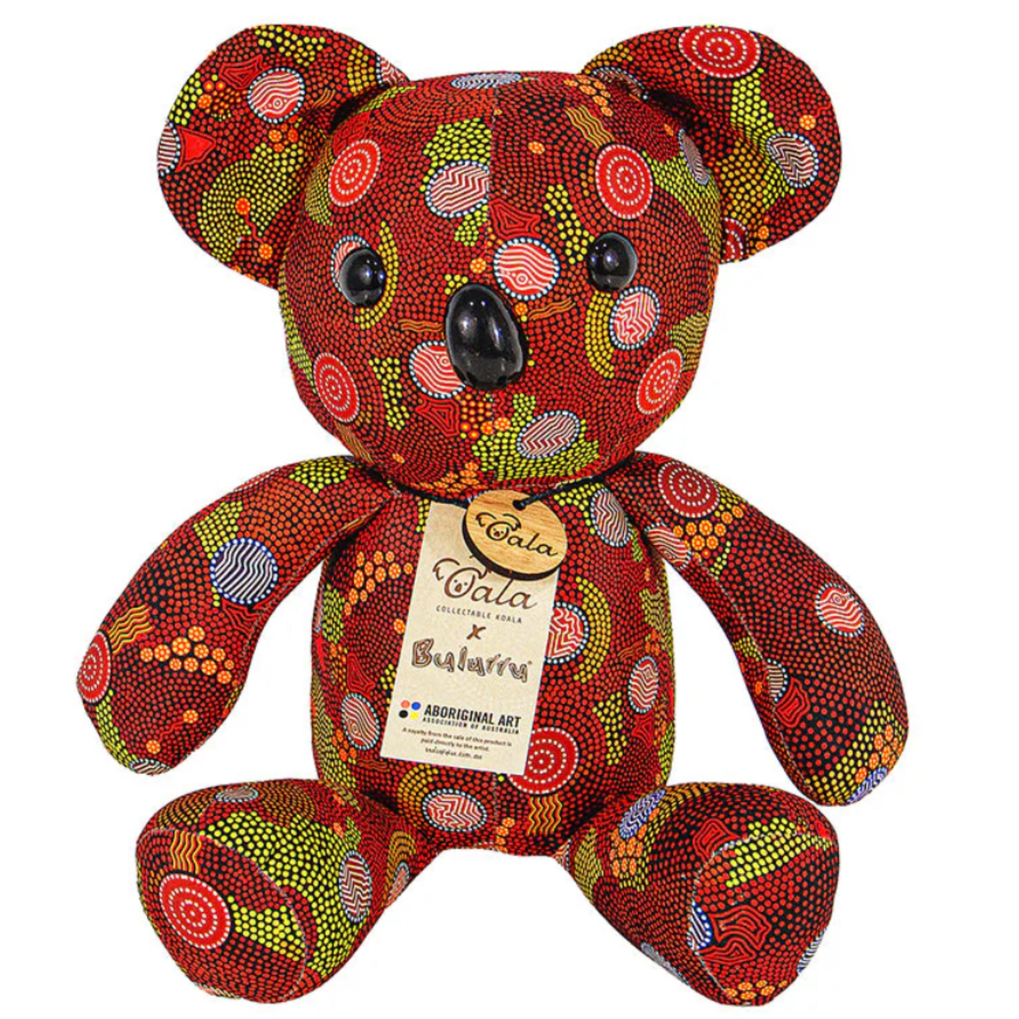KOALA SOFT TOY, 29cm - COLLECTABLE - ABORIGINAL ART - UPPER BULLAWA - AUSTRALIA, INDIGENOUS, SOUVENIR, GIFT