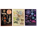 3 x STICKER PACKS - A4, 43 STICKERS - ABORIGINAL ART - ANIMALS, BIRDS - AUSTRALIA, INDIGENOUS, SOUVENIR,GIFT