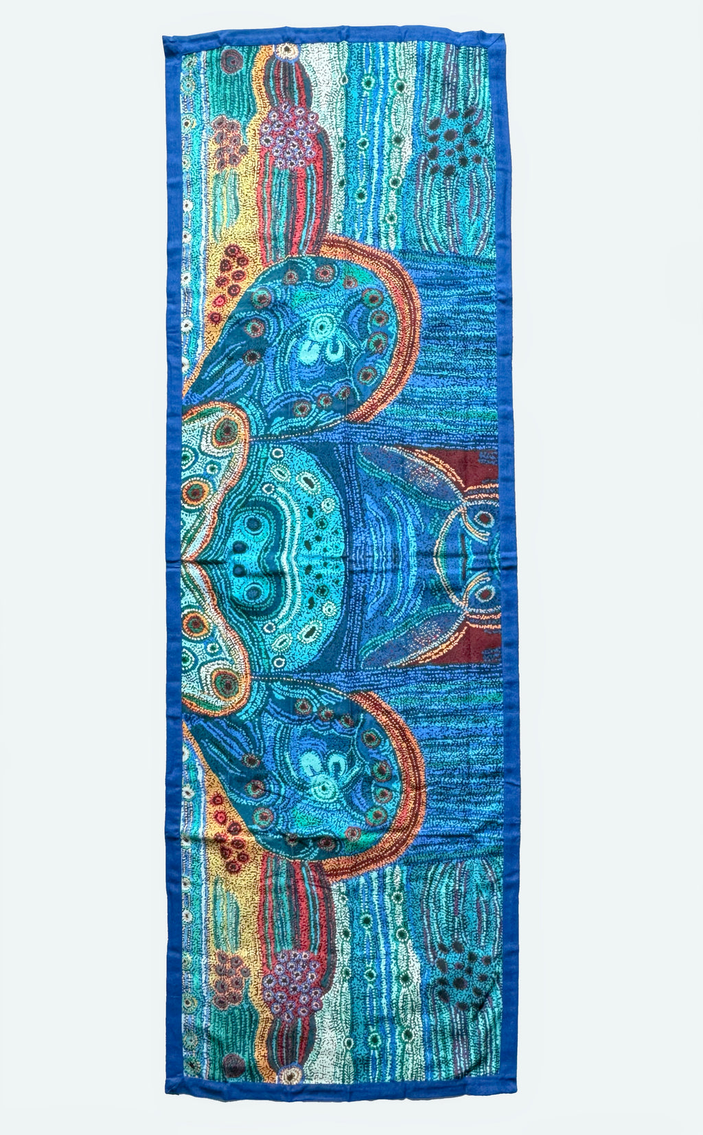 TABLE RUNNER - ABORIGINAL ART - 150x45cm - 100% COTTON - JULIE WOODS - AUSTRALIA, INDIGENOUS, SOUVENIR, GIFT