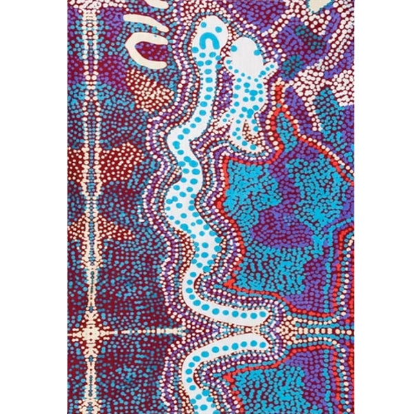 TEA TOWEL, KITCHEN TOWEL - ABORIGINAL ART - MADE IN AUSTRALIA - 100% COTTON - ELAINE LANE, PURPLE - INDIGENOUS, SOUVENIR, GIFT
