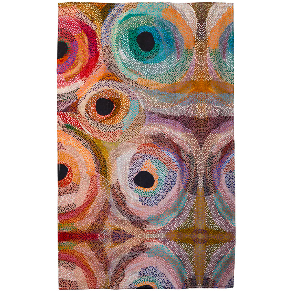 TEA TOWEL, KITCHEN TOWEL - ABORIGINAL ART - MADE IN AUSTRALIA - 100% COTTON - MARIANNE BURTON - INDIGENOUS, SOUVENIR, GIFT