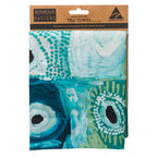 TEA TOWEL, KITCHEN TOWEL - ABORIGINAL ART - MADE IN AUSTRALIA - 100% COTTON - MAY WOKKA CHAPMAN - INDIGENOUS, SOUVENIR, GIFT