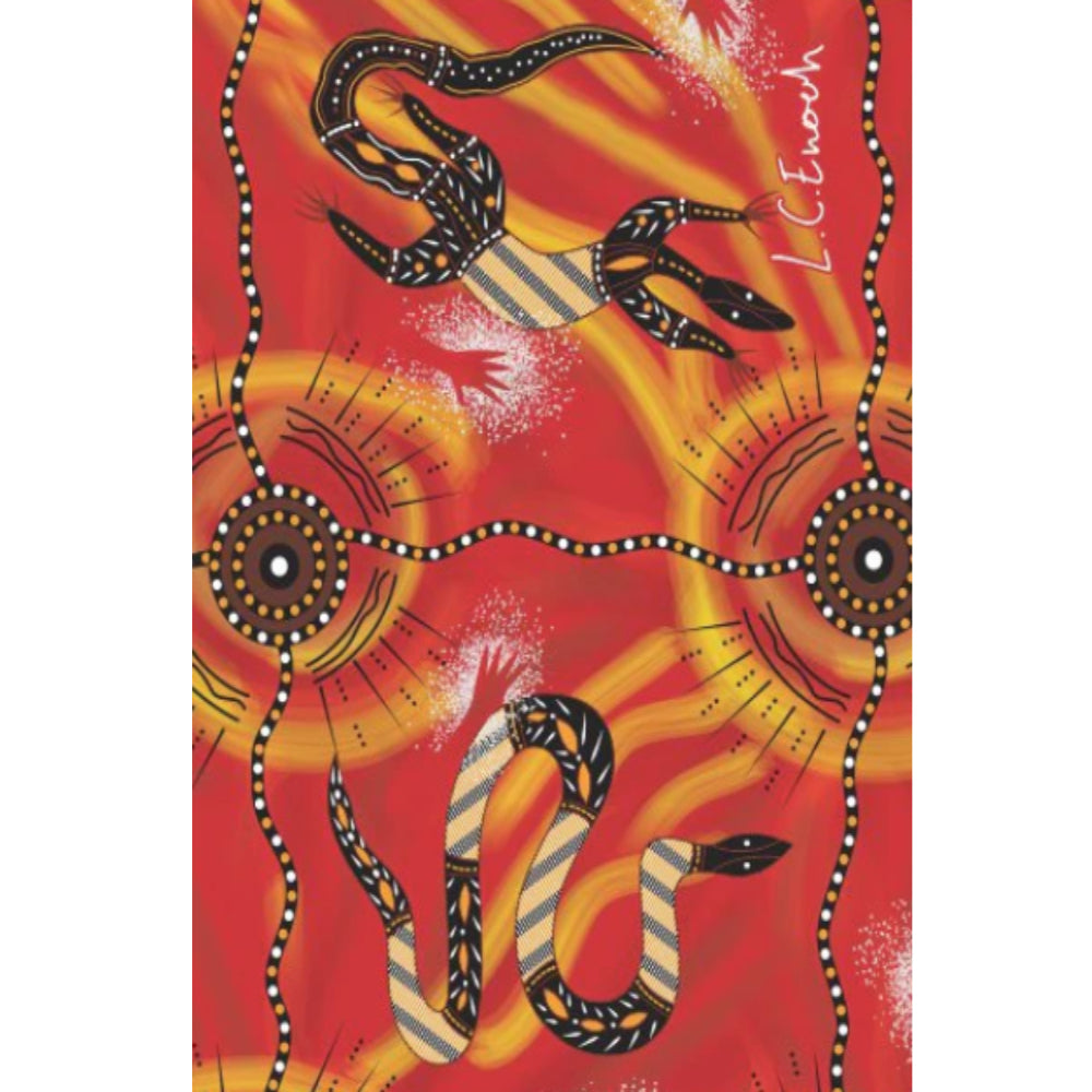 TEA TOWEL, KITCHEN TOWEL - ABORIGINAL ART - MEETING PLACE FIRE - 100% MICROFIBRE - AUSTRALIA, INDIGENOUS, SOUVENIR, GIFT