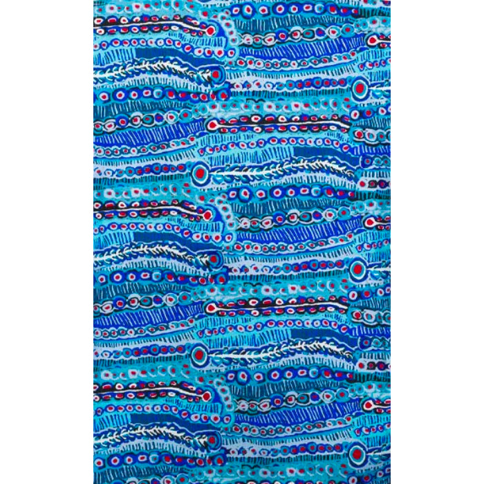 TEA TOWEL, KITCHEN TOWEL - ABORIGINAL ART - MADE IN AUSTRALIA - 100% COTTON - MURDIE MORRIS, BLUE - INDIGENOUS, SOUVENIR, GIFT