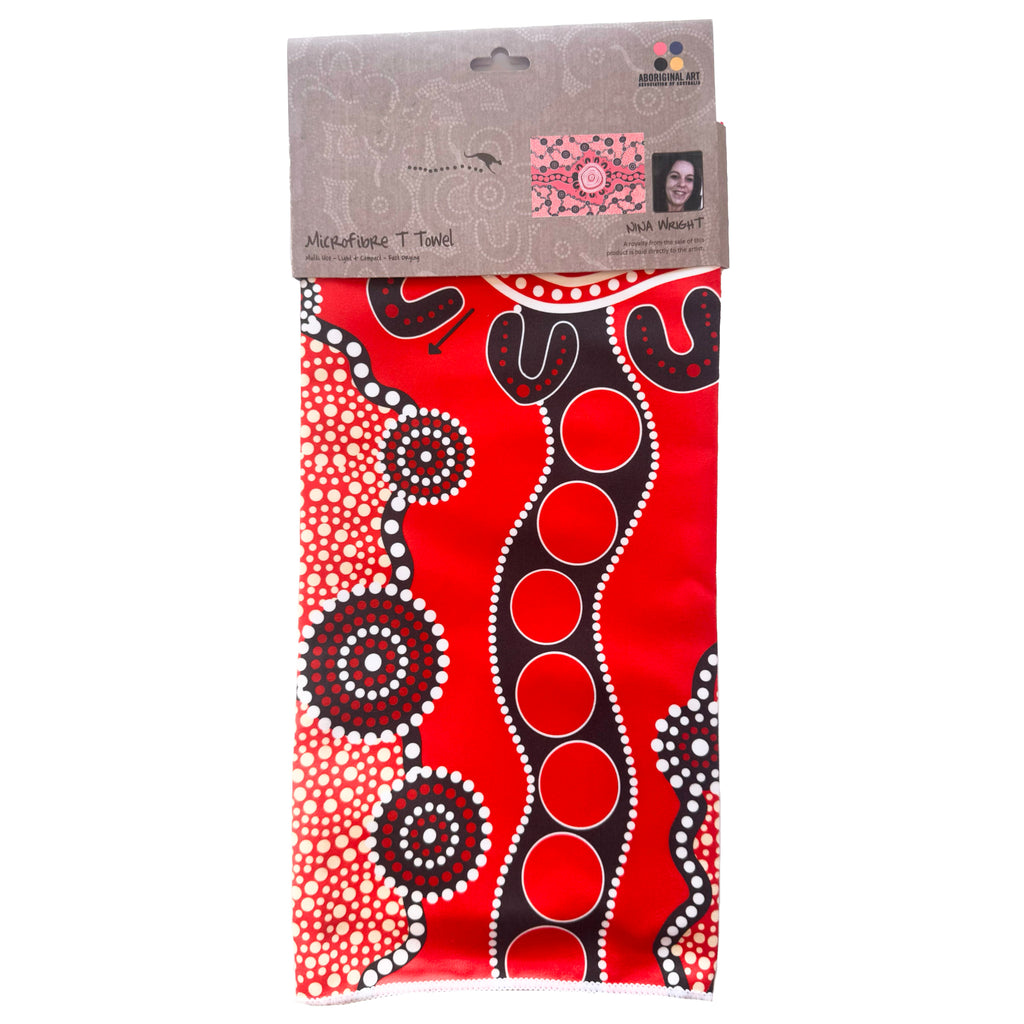 TEA TOWEL, KITCHEN TOWEL - ABORIGINAL ART - THE GATHERING - 100% MICROFIBRE - AUSTRALIA, INDIGENOUS, SOUVENIR, GIFT