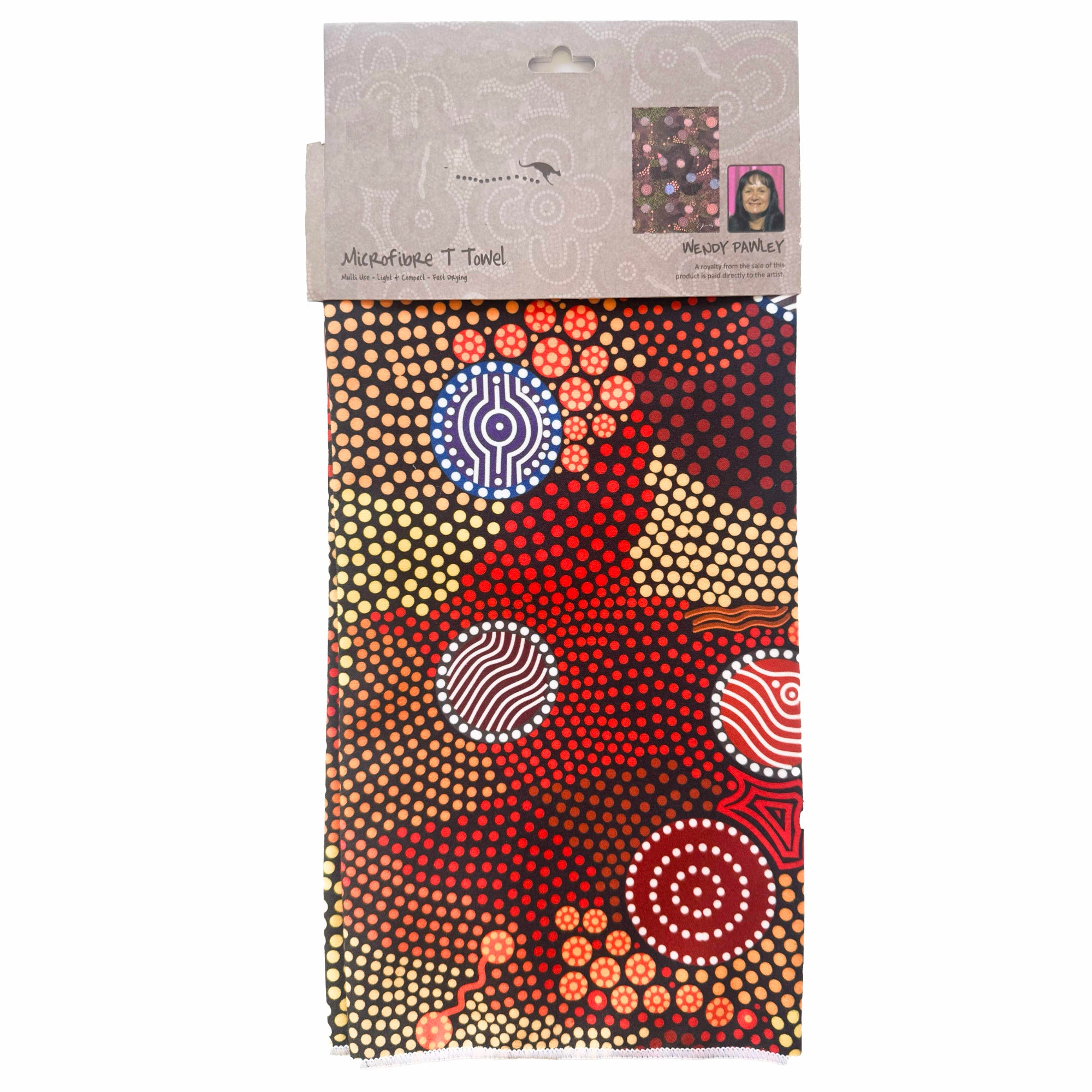 TEA TOWEL, KITCHEN TOWEL - ABORIGINAL ART - UPPER BULLAWA - 100% MICROFIBRE - AUSTRALIA, INDIGENOUS, SOUVENIR, GIFT