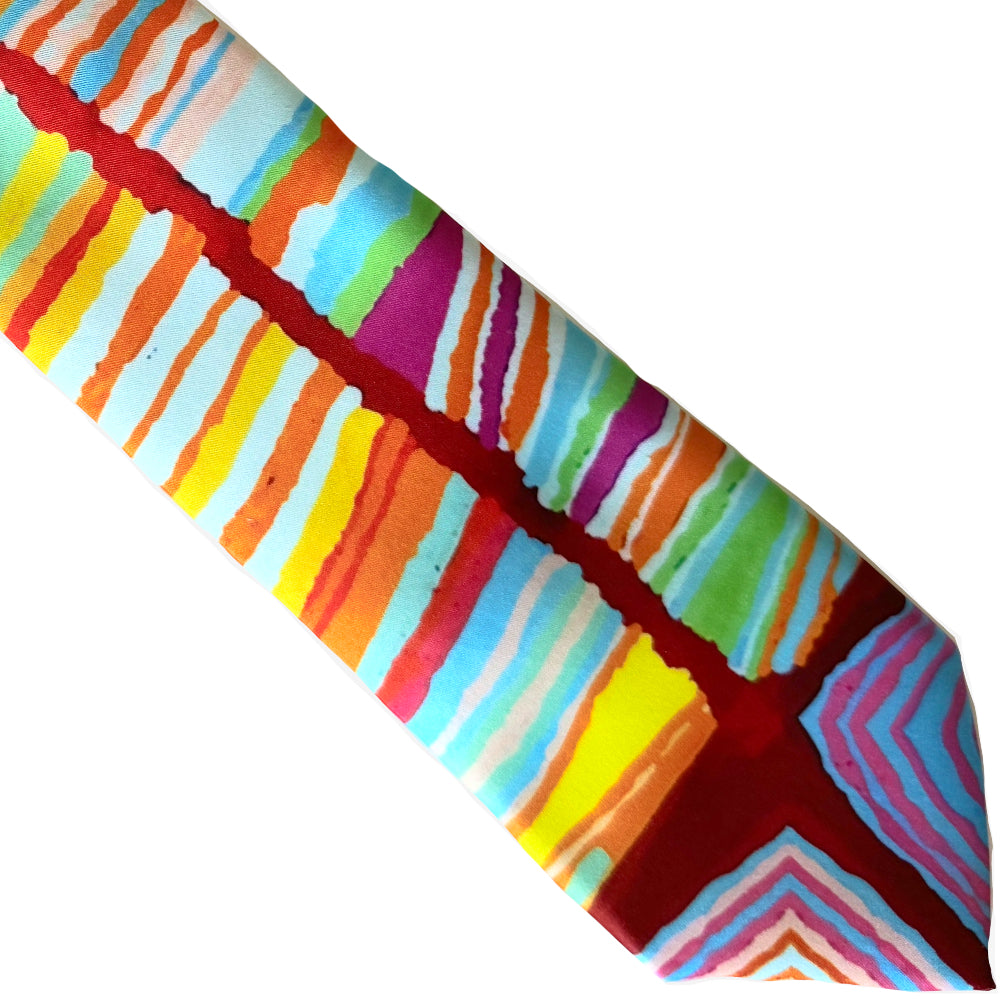 MENS TIE, NECKTIE, SUIT TIE - GIFT BOXED - ABORIGINAL ART - 100% POLYESTER - JUDY WATSON - AUSTRALIA, INDIGENOUS, SOUVENIR, GIFT
