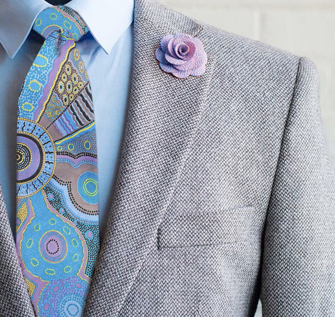 kangaroo story blue yellow tie