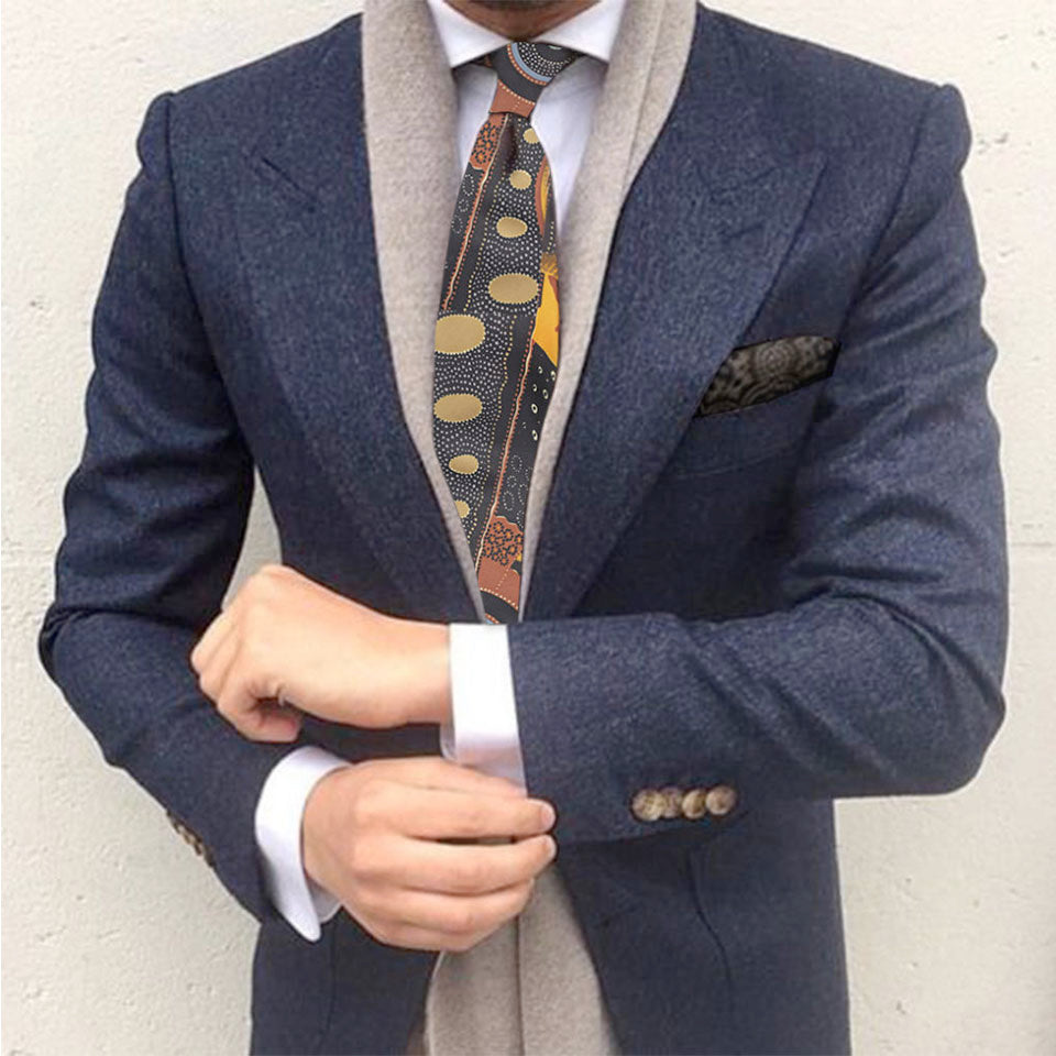 norman cox brown black yellow tie