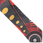 MENS TIE, NECKTIE, SUIT TIE - MADE IN AUSTRALIA - ABORIGINAL ART - 100% POLYESTER - NORMAN COX, RED, YELLOW, BLACK - AUSTRALIA, INDIGENOUS, SOUVENIR, GIFT