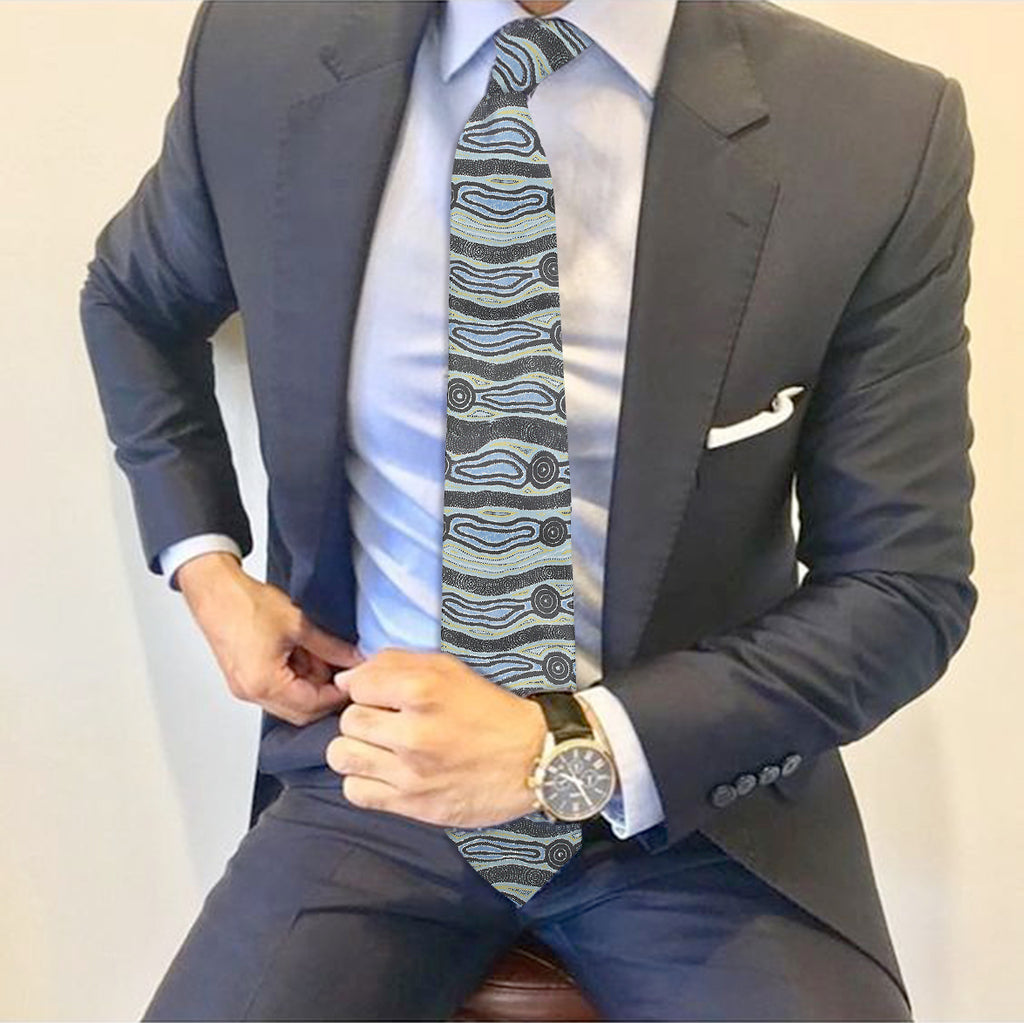 water dreaming black beige grey tie