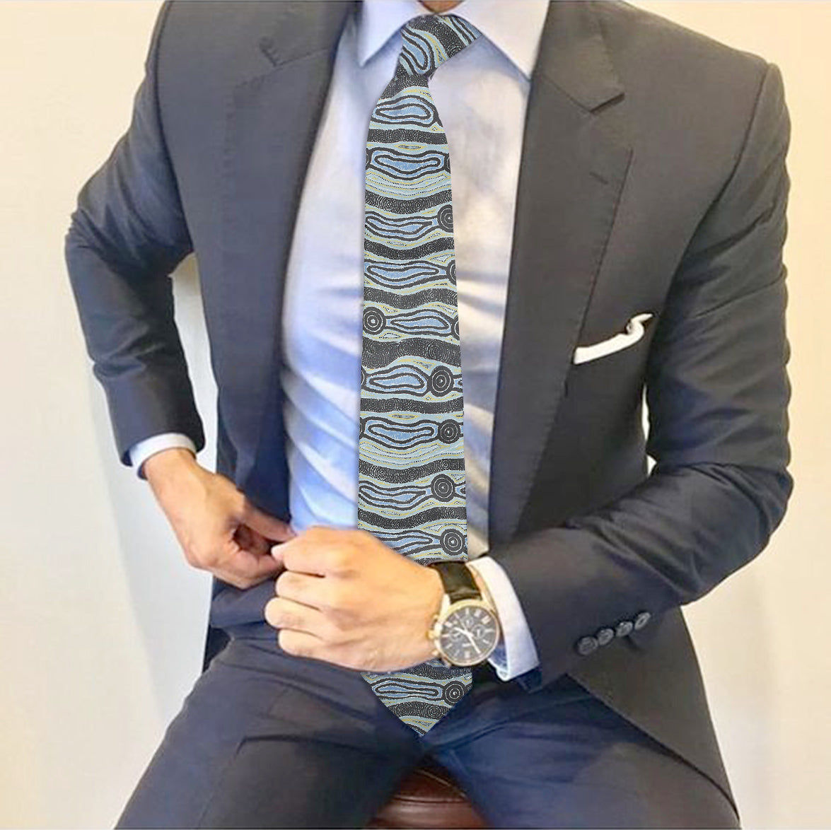 water dreaming black beige grey tie