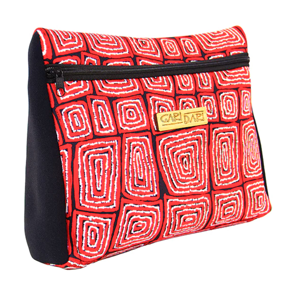LARGE TOILETRY BAG, WASH BAG - ABORIGINAL ART - THOMAS TJAPILTARRI, RED - AUSTRALIA, INDIGENOUS, SOUVENIR, GIFT