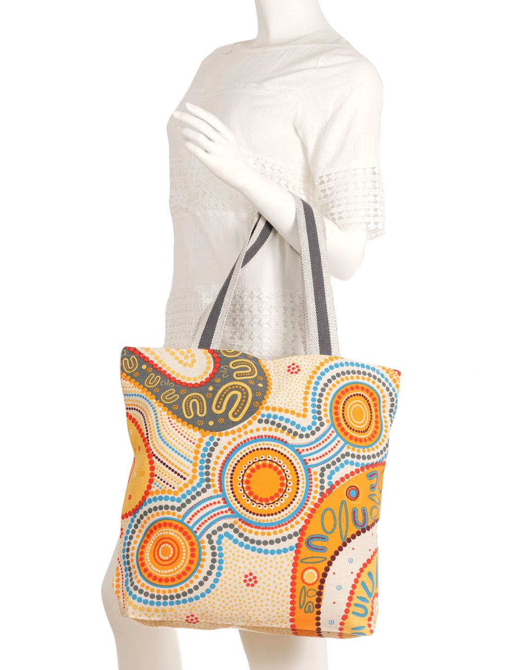 TOTE BAG, SHOPPING BAG, BEACH BAG - ABORIGINAL ART - STRONGER TOGETHER - AUSTRALIA, INDIGENOUS, SOUVENIR, GIFT