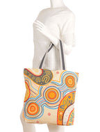 TOTE BAG, SHOPPING BAG, BEACH BAG - ABORIGINAL ART - STRONGER TOGETHER - AUSTRALIA, INDIGENOUS, SOUVENIR, GIFT