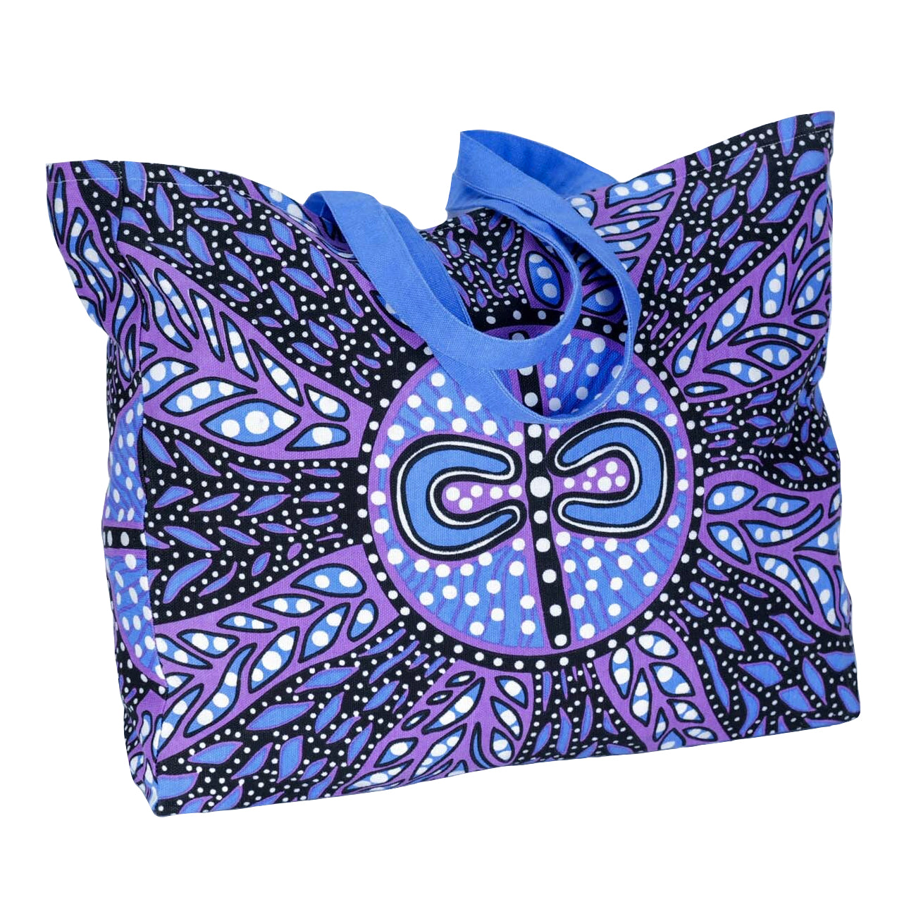 TOTE BAG, SHOPPING BAG, BEACH BAG - ABORIGINAL ART - GRANDMOTHER'S WILDFLOWER - AUSTRALIA, INDIGENOUS, SOUVENIR, GIFT