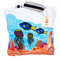 TOTE BAG, SHOPPING BAG, BEACH BAG - ABORIGINAL ART - JELLYFISH - AUSTRALIA, INDIGENOUS, SOUVENIR, GIFT