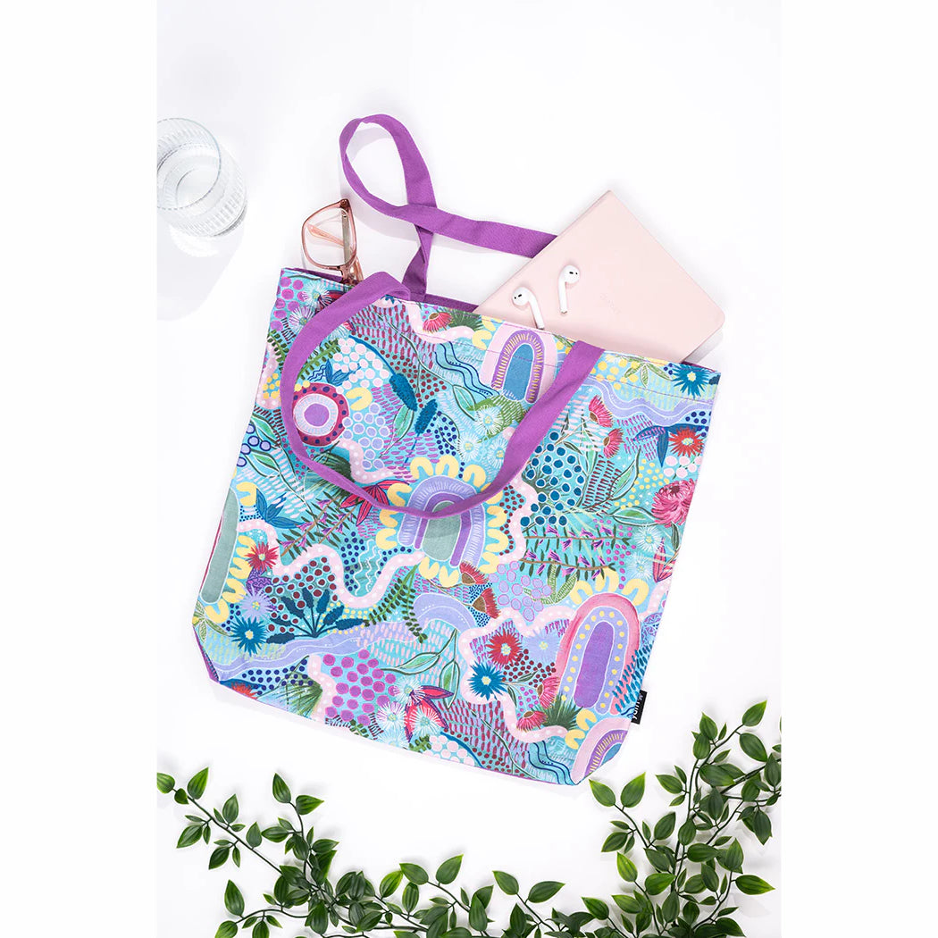 TOTE BAG, SHOPPING BAG, BEACH BAG - ABORIGINAL ART - A CHAPTER CLOSING - AUSTRALIA, INDIGENOUS, SOUVENIR, GIFT